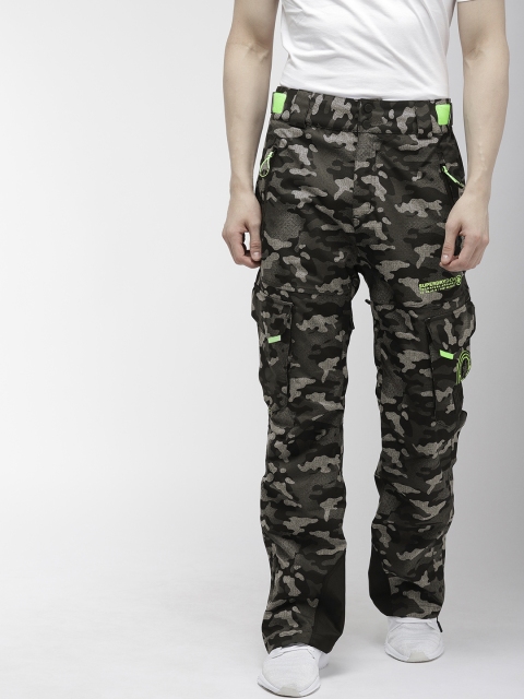 

Superdry Men Black & Grey Camouflage Printed Straight Fit SNOW Track Pants