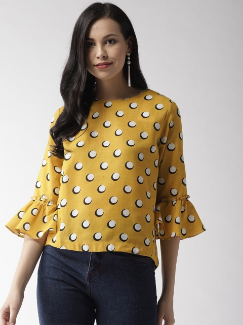 

Madame Women Mustard Yellow Printed Top