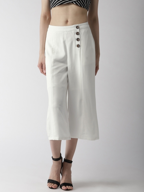 

Madame Women White Regular Fit Solid Culottes