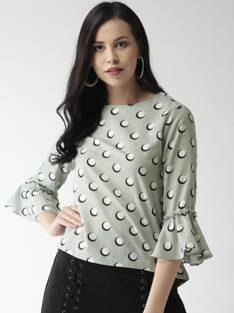 

Madame Women Sea Green Printed Top