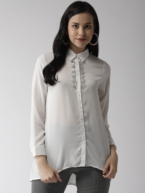

Madame Women White Regular Fit Solid Casual Shirt