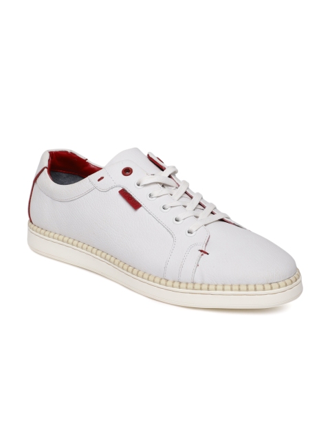 

Ruosh Men White Solid Leather Sneakers