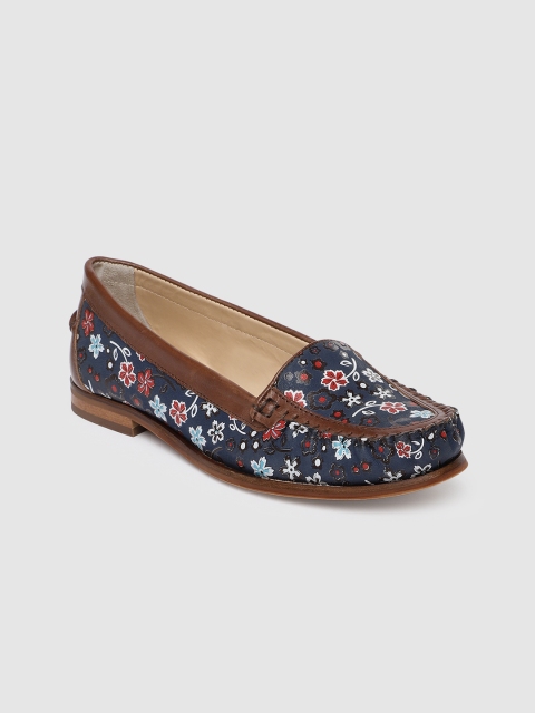 

Ruosh Women Blue & Brown Printed Leather Loafers