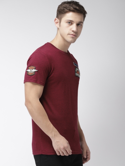 

Superdry Men Maroon Printed Round Neck T-shirt