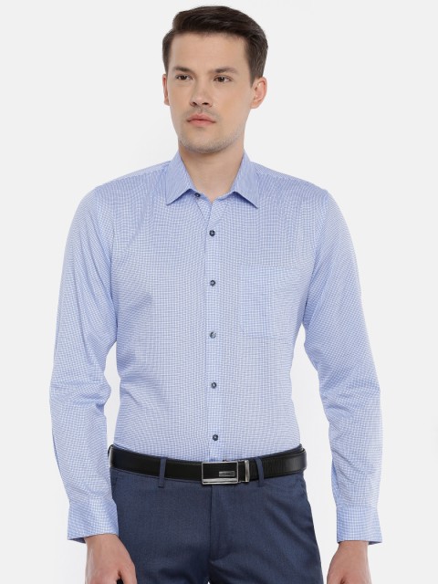 

Peter England Men Blue & White Slim Fit Checked Formal Shirt