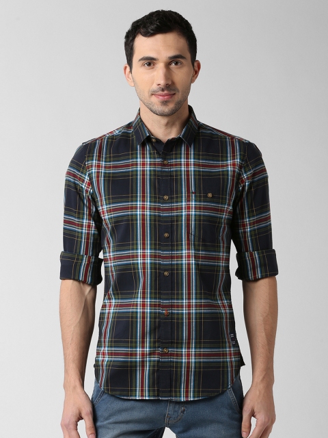 

Peter England Casuals Men Navy Blue Slim Fit Checked Casual Shirt