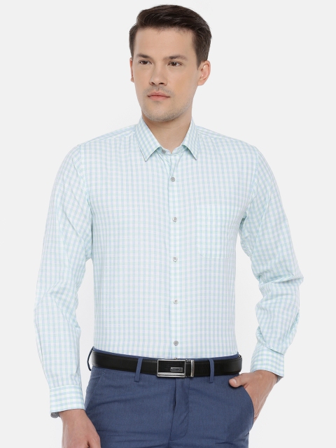 

Peter England Men Green & White Slim Fit Checked Formal Shirt