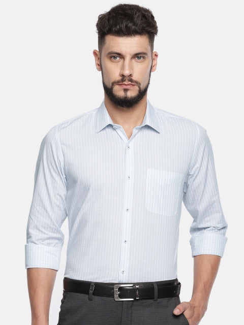 

Peter England Men Green & White Slim Fit Striped Formal Shirt