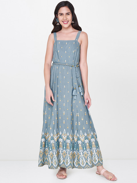 

Global Desi Women Printed Blue Maxi Dress