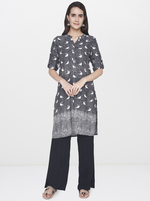 

Global Desi Women Black & White Printed Tunic