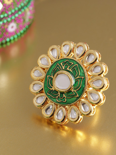 

damani Gold Toned Traditional Openable Kundan Finger Ring