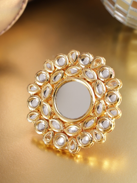 

damani Gold Toned Traditional Openable Kundan Finger Ring