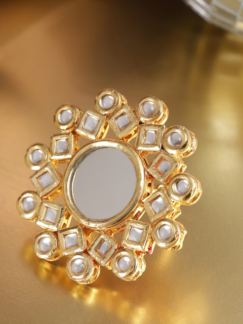 

damani Gold Toned Traditional Openable Kundan Finger Ring
