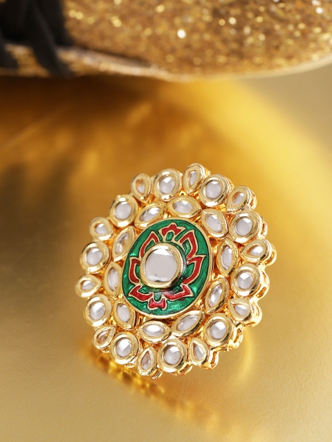 

damani Gold Toned Traditional Openable Kundan Finger Ring
