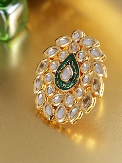 

damani Gold Toned Traditional Openable Kundan Finger Ring