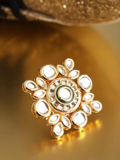

damani Gold Toned Traditional Openable Kundan Finger Ring