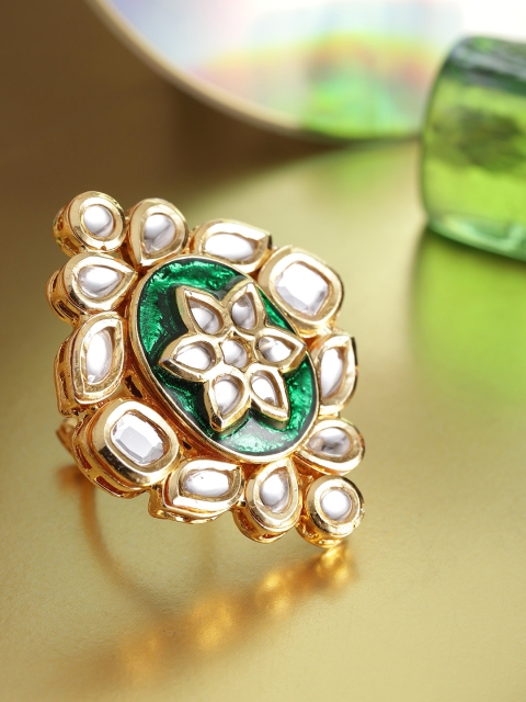 

damani Gold Toned Traditional Openable Kundan Finger Ring
