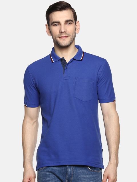 

Peter England Casuals Men Blue Solid Polo Collar T-shirt