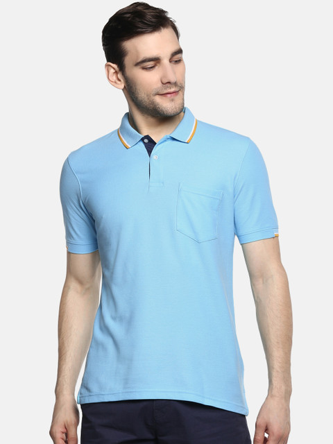 

Peter England Casuals Men Blue Solid Polo Collar T-shirt