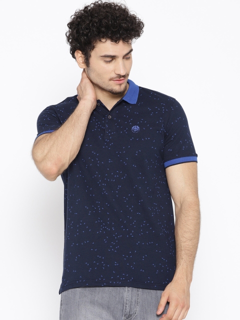 

Peter England Casuals Men Navy Blue Printed Polo Collar T-shirt