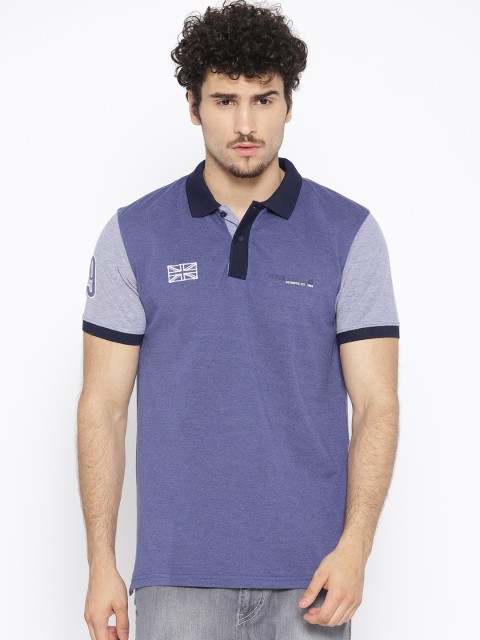 

Peter England Casuals Men Blue Solid Polo Collar T-shirt