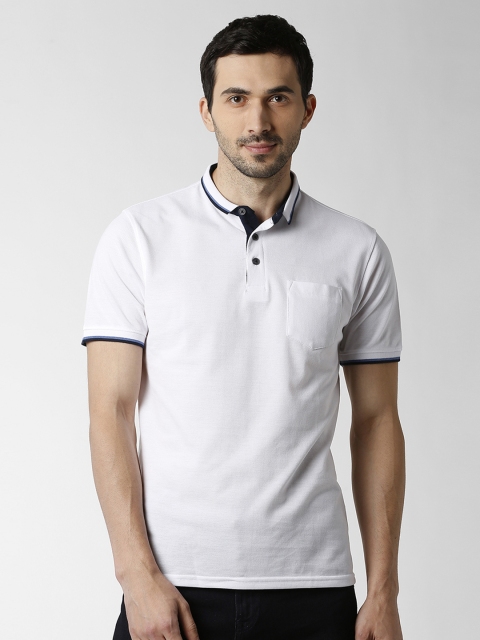 

Peter England Casuals Men White Solid Polo Collar T-shirt
