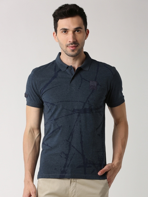 

Peter England Casuals Men Blue Printed Polo Collar T-shirt