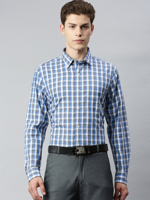 

Arrow Men Blue & Grey Slim Fit Checked Semiformal Shirt