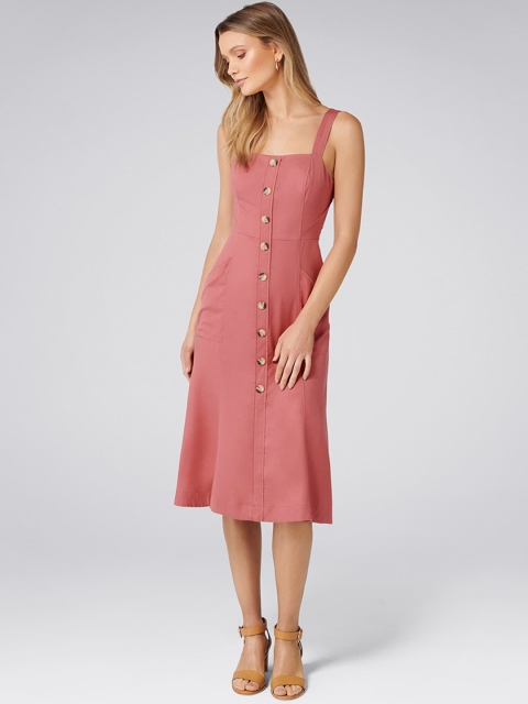 

Forever New Women Pink Solid A-Line Dress