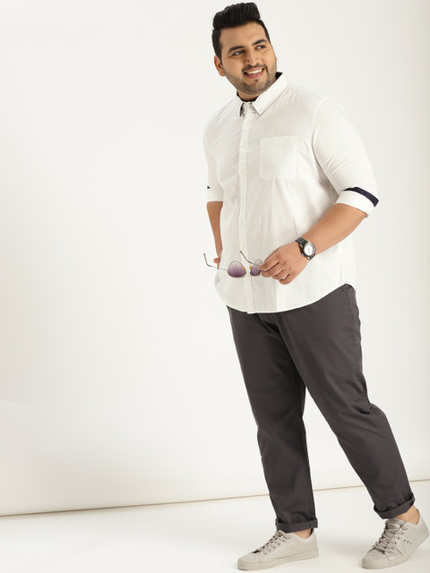 

Sztori Plus Size Men White Regular Fit Solid Casual Shirt