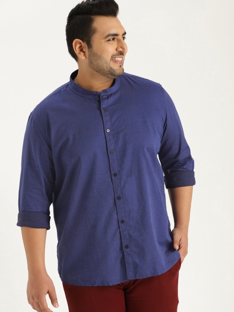 

Sztori Plus Size Men Blue Regular Fit Solid Casual Shirt