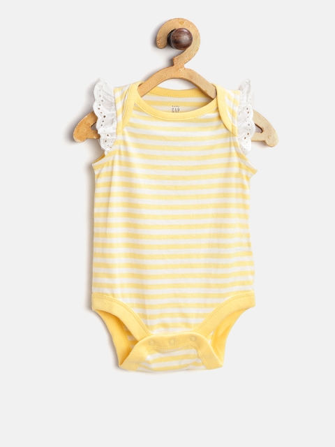

GAP Baby Girl Eyelet Ruffle Bodysuit, Yellow