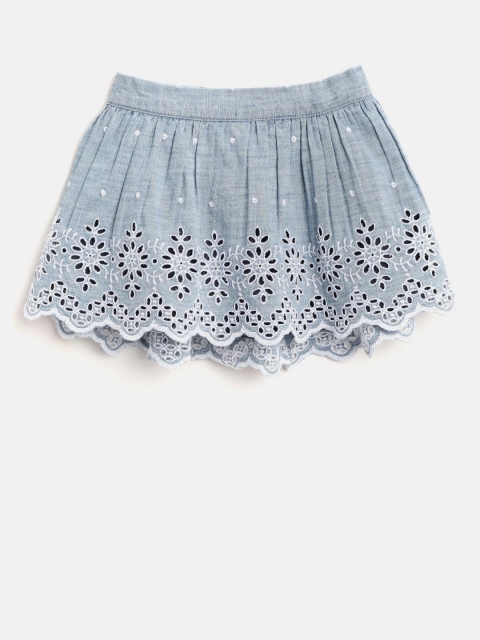 

GAP Girl Embroidered Pure Cotton Skirt, Blue
