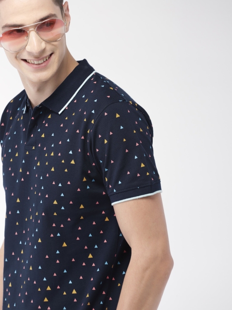 

Mast & Harbour Men Navy Blue Printed Polo Collar T-shirt