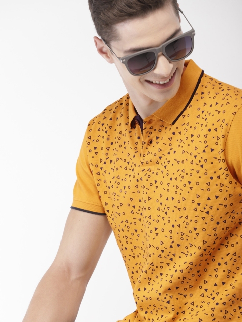 

Mast & Harbour Men Yellow Printed Polo Collar T-shirt