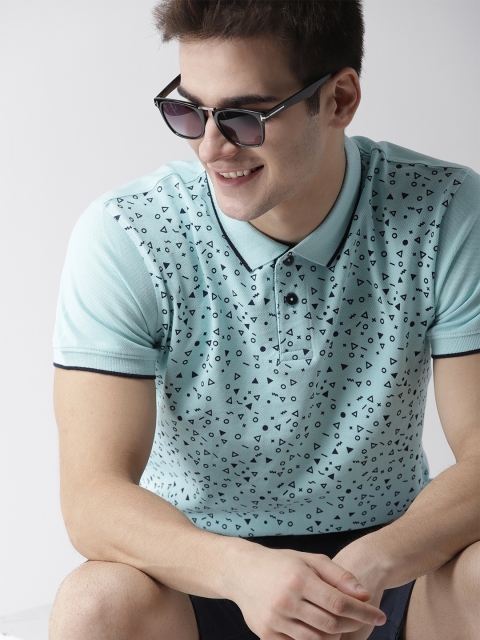 

Mast & Harbour Men Blue Printed Polo Collar T-shirt