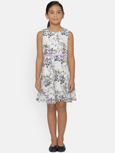 

Fame Forever by Lifestyle Girls White & Green Printed Fit and Flare Dress