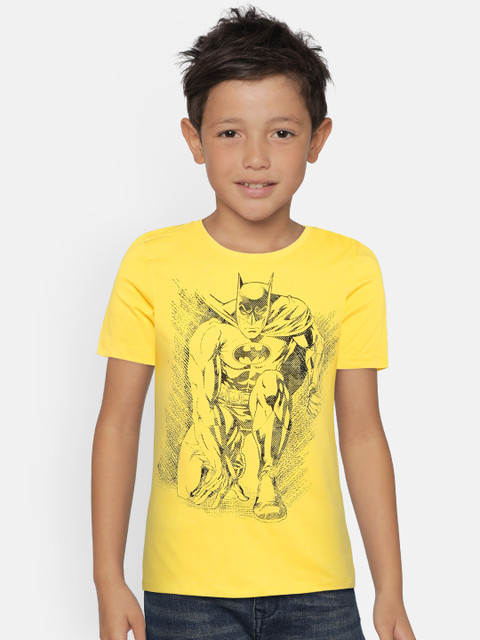 

Fame Forever by Lifestyle Boys Yellow & Black Printed Round Neck T-shirt