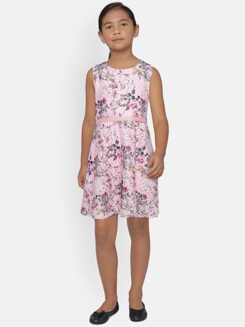 

Fame Forever by Lifestyle Girls Pink Printed Fit and Flare Dress