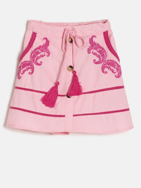 

Fame Forever by Lifestyle Girls Pink Embroidered Flared Skirt