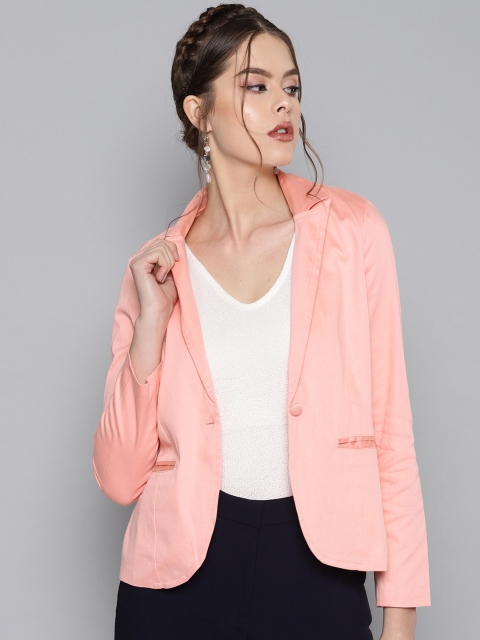 

STREET 9 Women Peach-Coloured Solid Single-Breasted Casual Blazer
