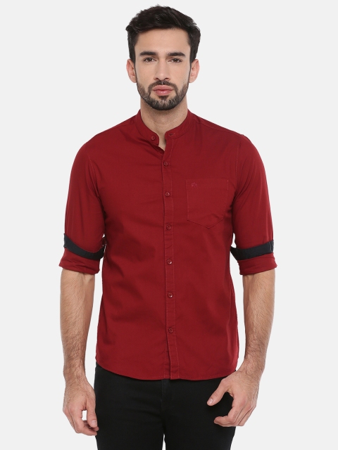 

Chennis Men Burgundy Slim Fit Solid Casual Shirt