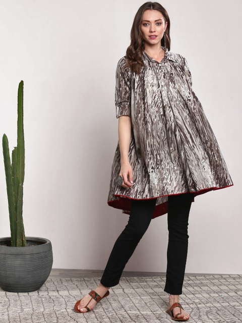 

Sangria Grey & Taupe Printed Tunic