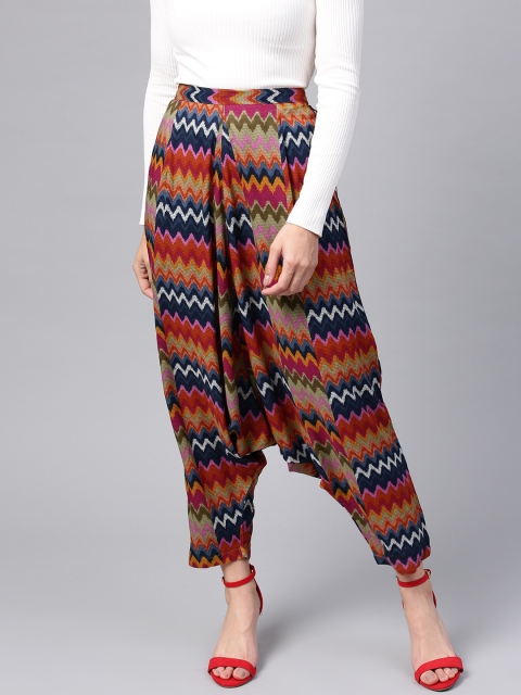 

Shree Women Multicoloured Printed Drop Crotch Trousers, Multi
