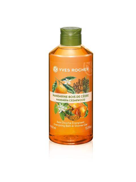 

YVES ROCHER Mandarin Cedarwood Energizing Bath & Shower Gel 400ml, Orange