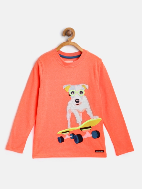 

Cherry Crumble Unisex Kids Orange Printed Round Neck T-shirt