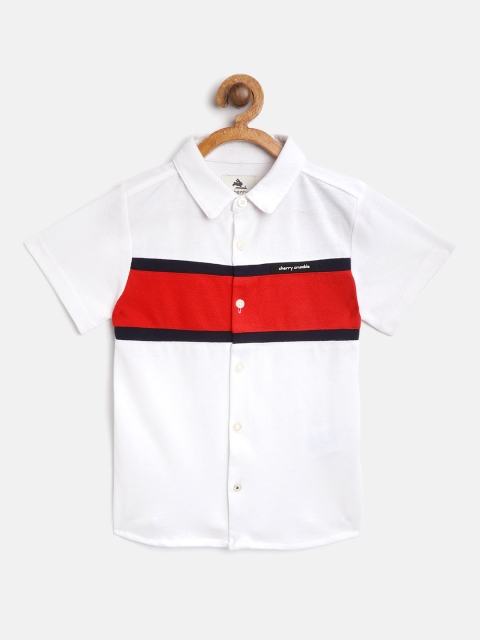 

Cherry Crumble Unisex Kids White Regular Fit Colourblocked Casual Shirt