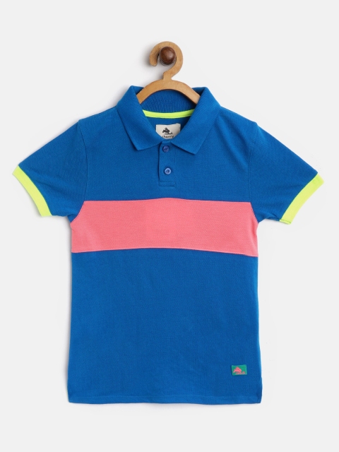 

Cherry Crumble Unisex Kids Blue Colourblocked Polo Collar T-shirt