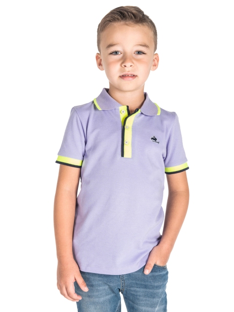 

Cherry Crumble Boys Purple Solid Polo Collar T-shirt
