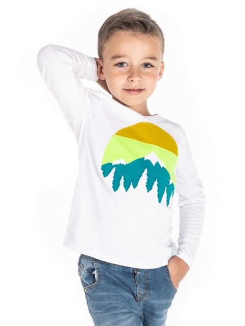 

Cherry Crumble Boys White Printed Round Neck T-shirt